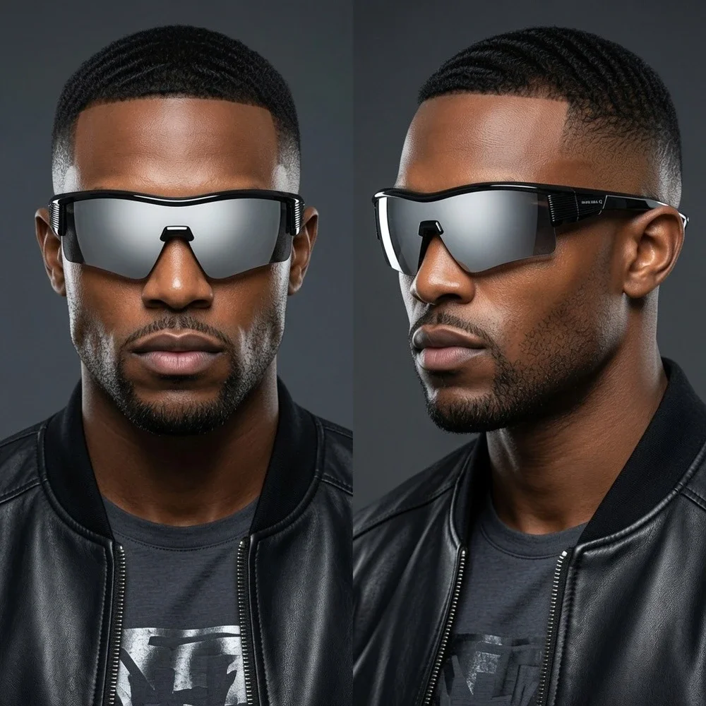Sport Sunglasses‎ Men's Half Frame Silver Mirrored Lens Running Cycling Glasses